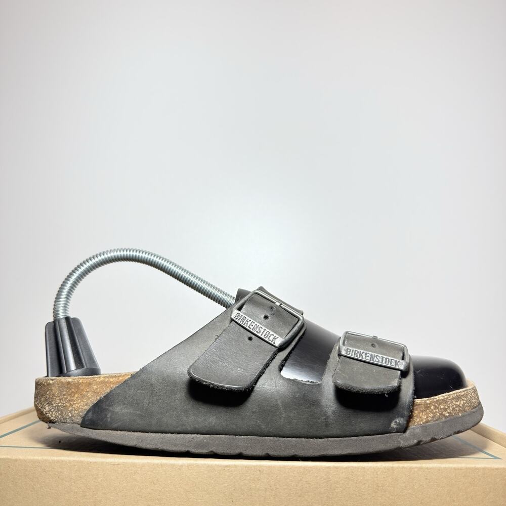 Birkenstock Arizona Women Black Leather Sandals Slide Two Strap Shoes 39 US 8